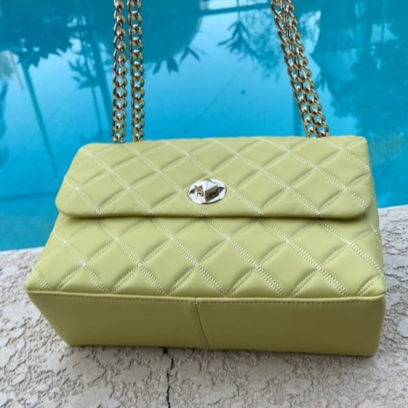 Kate Spade Natalia Smooth Leather Medium Flap Shoulder Bag Frosty Lime - Picture 7 of 16